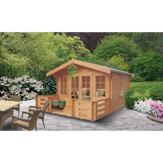 Shire Grizedale 13' 8" x 15' 8" Apex Log Cabin - Premium 44mm Cladding Tongue & Groove