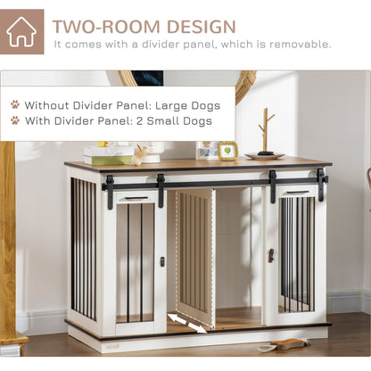 PawHut Two-Room Modern Dog Crate