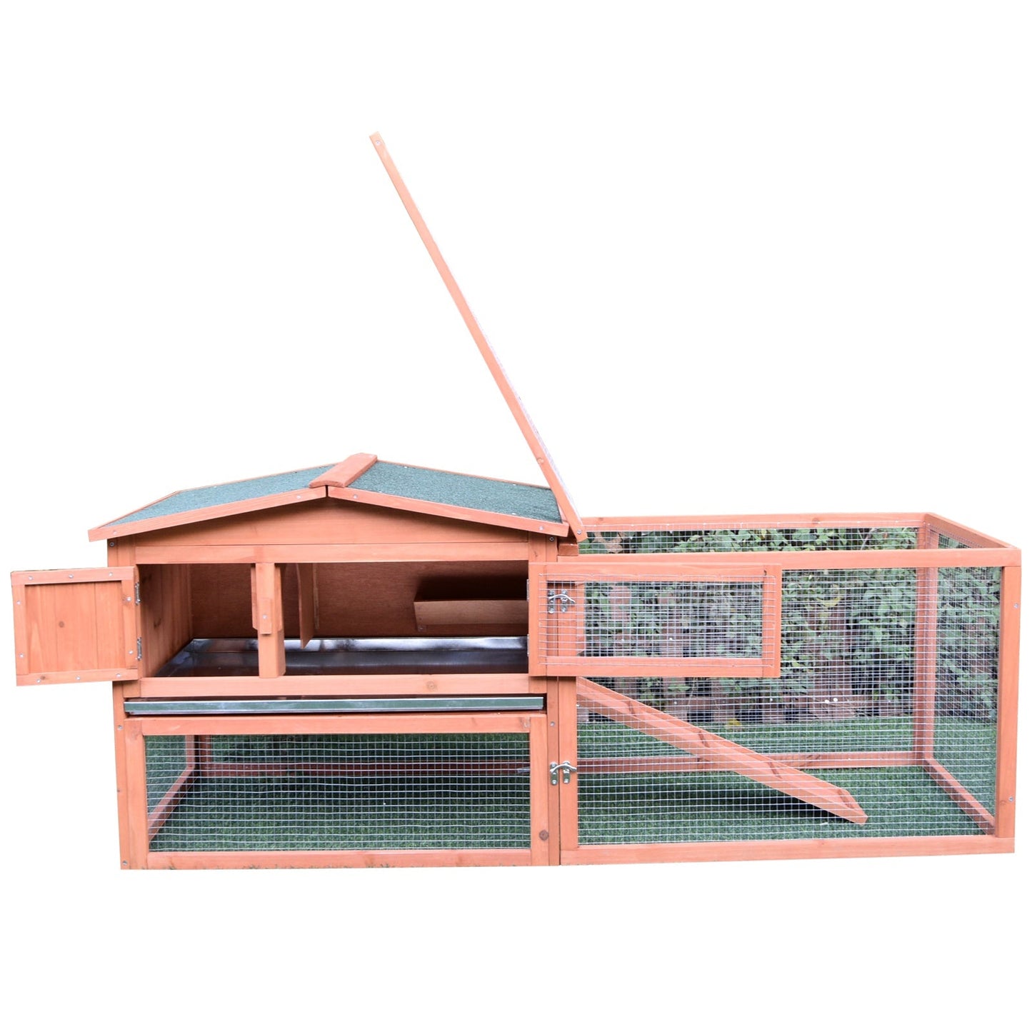 PawHut 2 Floor Wooden Rabbit Hutch House Bunny Coop Outdoor Garden Backyard