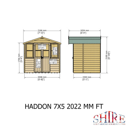 Shire Haddon 6' 8" x 6' 3" Apex Summerhouse - Premium Dip Treated Shiplap