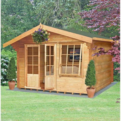 Shire Hale 11' 9" x 9' 9" Apex Log Cabin - Premium 34mm Cladding Tongue & Groove