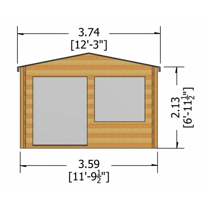 Shire Hale 11' 9" x 9' 9" Apex Log Cabin - Premium 44mm Cladding Tongue & Groove