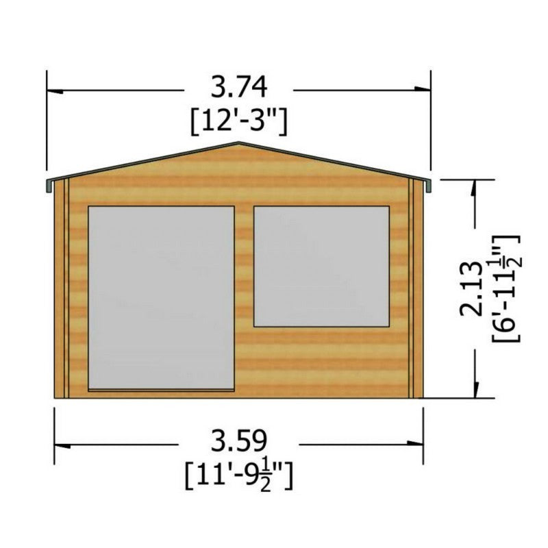 Shire Hale 11' 9" x 11' 9" Apex Log Cabin - Premium 34mm Cladding Tongue & Groove