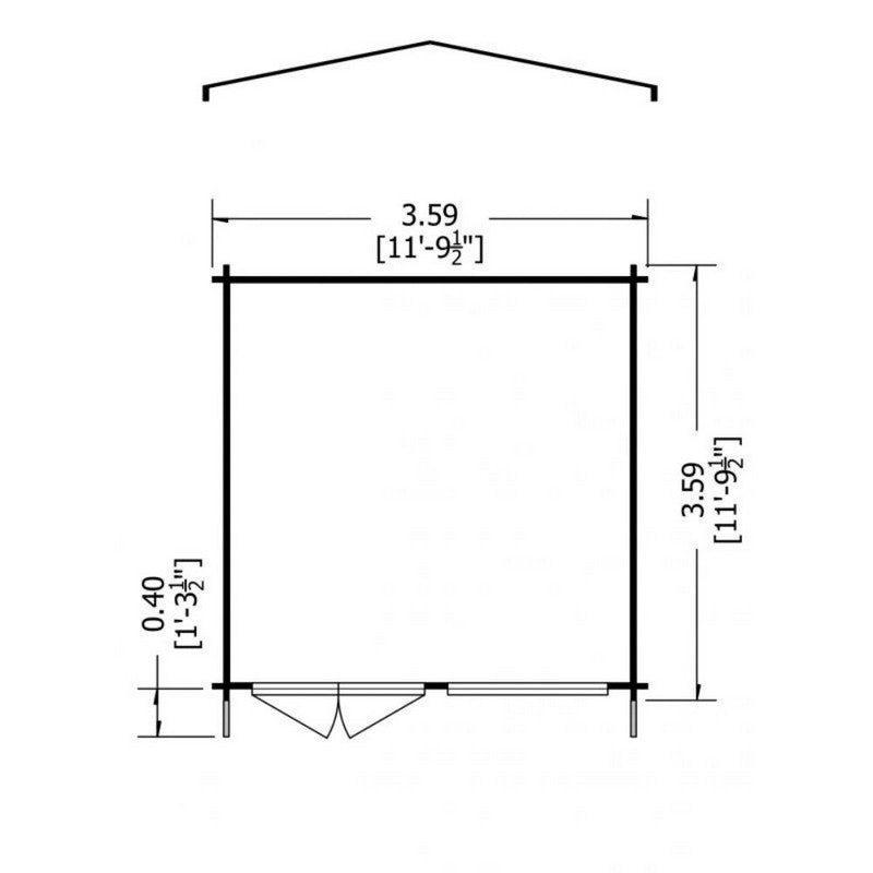 Shire Hale 11' 9" x 11' 9" Apex Log Cabin - Premium 34mm Cladding Tongue & Groove