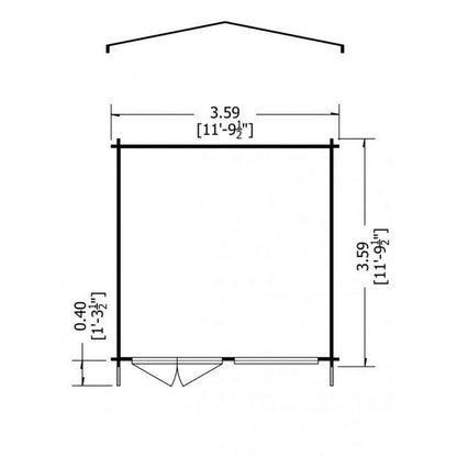 Shire Hale 11' 9" x 11' 9" Apex Log Cabin - Premium 34mm Cladding Tongue & Groove