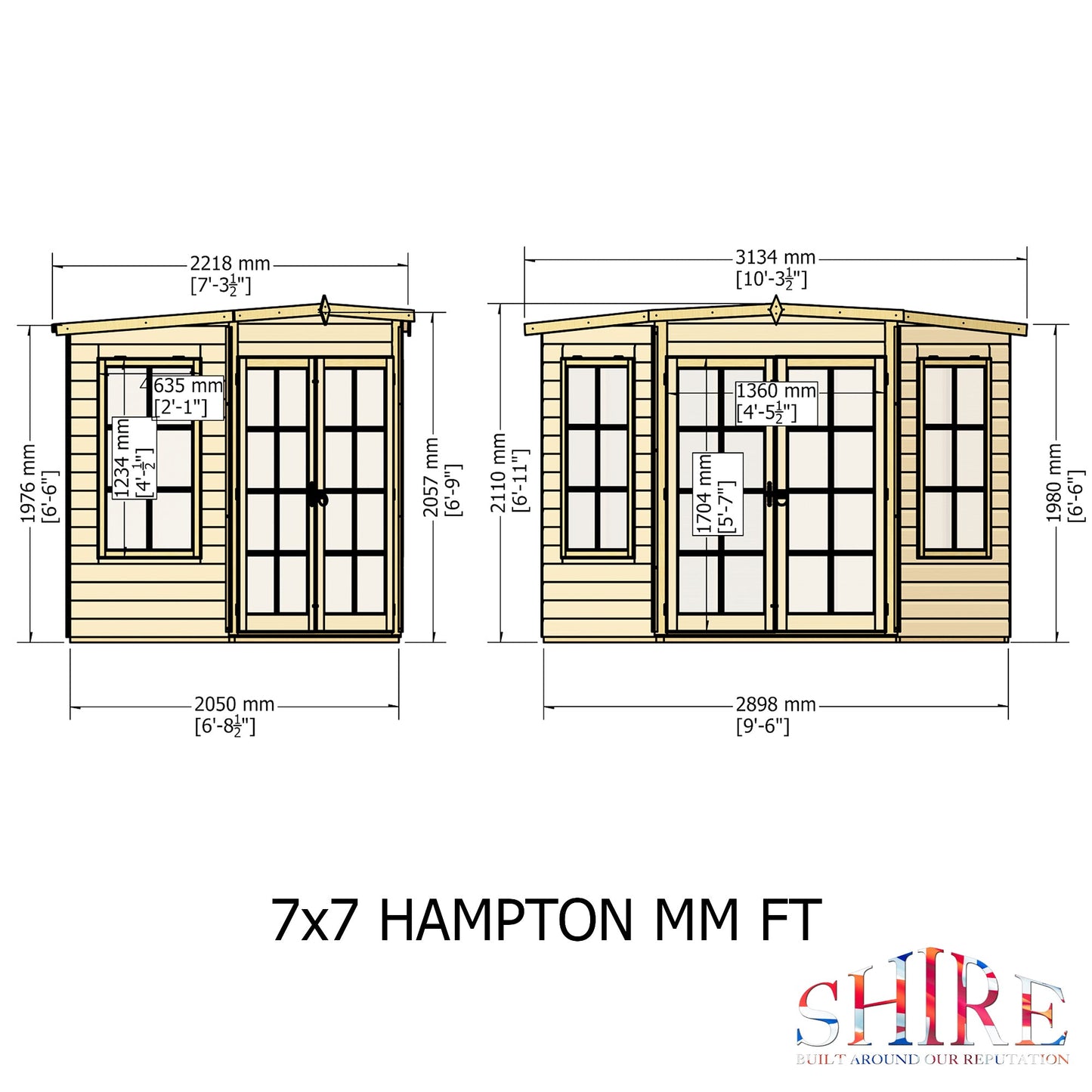 Shire Hampton 6' 8" x 6' 8" Flat Summerhouse - Premium Dip Treated Shiplap