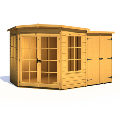 Shire Hampton 3' 10" x 6' 8" Pent Summerhouse with Side Shed - Premium Dip Treated Shiplap