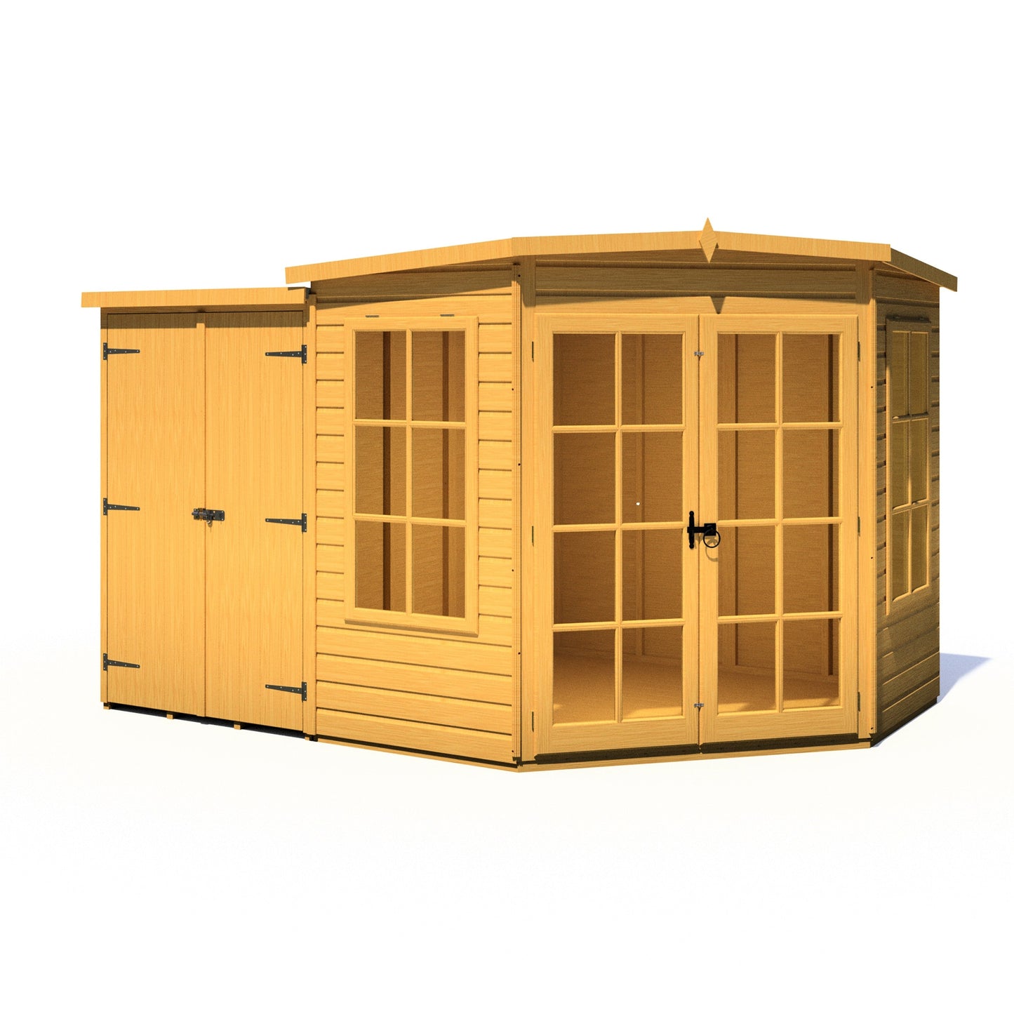 Shire Hampton 3' 10" x 6' 8" Pent Summerhouse with Side Shed - Premium Dip Treated Shiplap