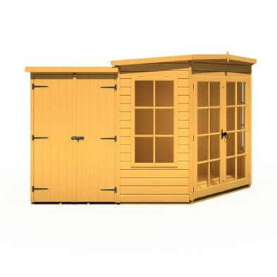 Shire Hampton 3' 10" x 6' 8" Pent Summerhouse with Side Shed - Premium Dip Treated Shiplap