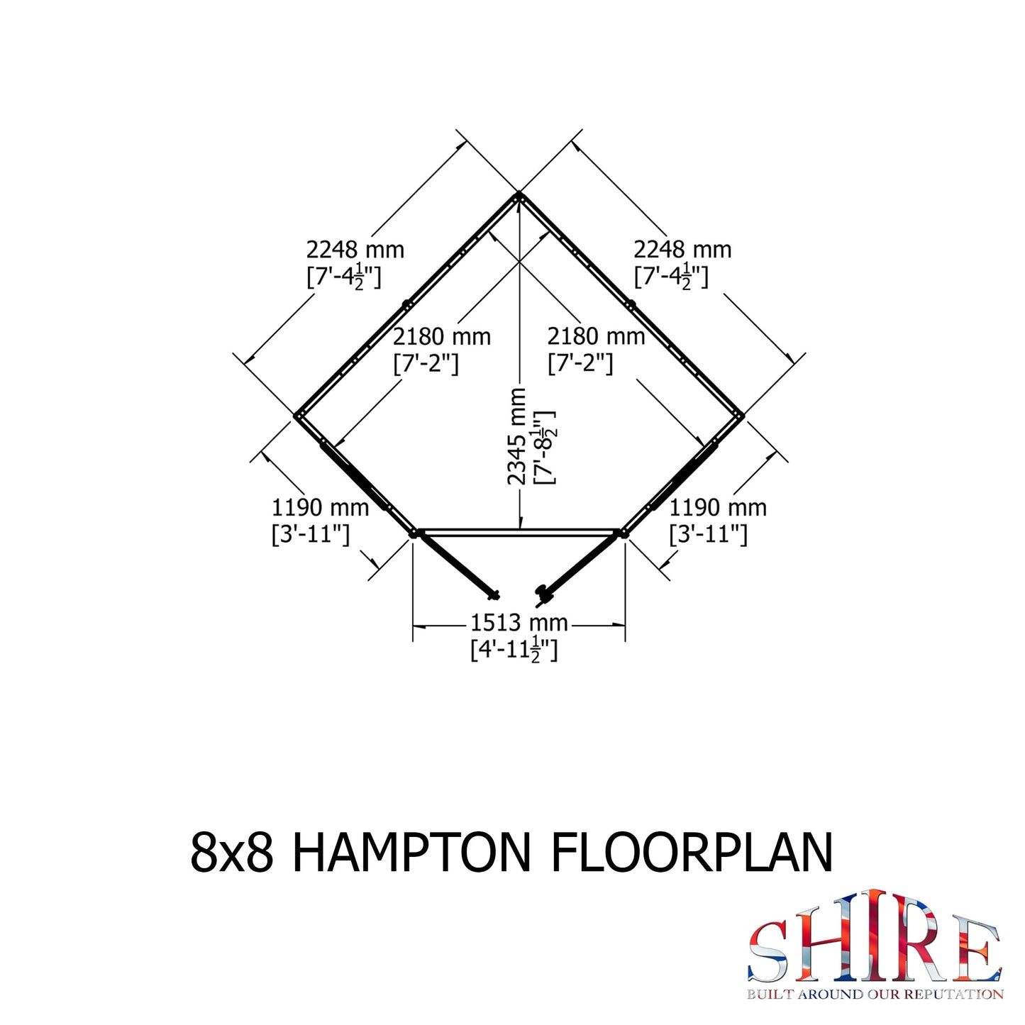 Shire Hampton 7' 4" x 7' 4" Flat Summerhouse - Premium Dip Treated Shiplap