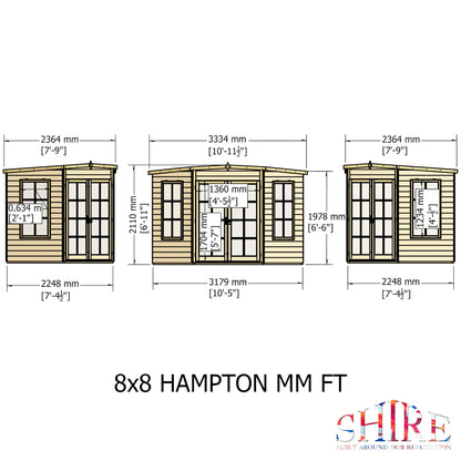 Shire Hampton 7' 4" x 7' 4" Flat Summerhouse - Premium Dip Treated Shiplap