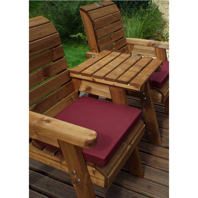 Scandinavian Redwood Garden Tete a Tete by Charles Taylor - 2 Seats Burgundy Cushions