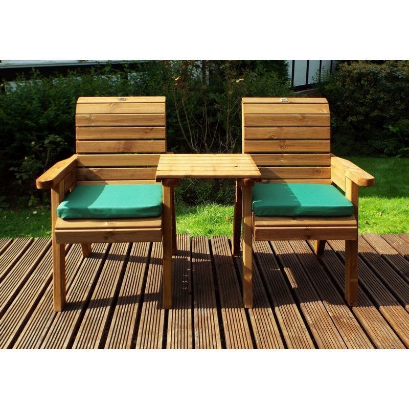 Scandinavian Redwood Garden Tete a Tete by Charles Taylor - 2 Seats Green Cushions