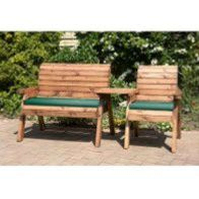 Scandinavian Redwood Garden Tete a Tete by Charles Taylor - 3 Seats Green Cushions