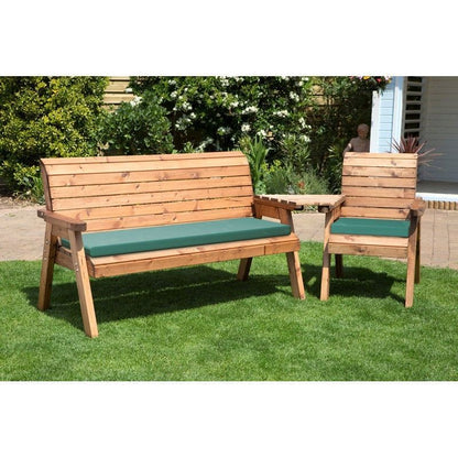 Scandinavian Redwood Garden Tete a Tete by Charles Taylor - 4 Seats Green Cushions