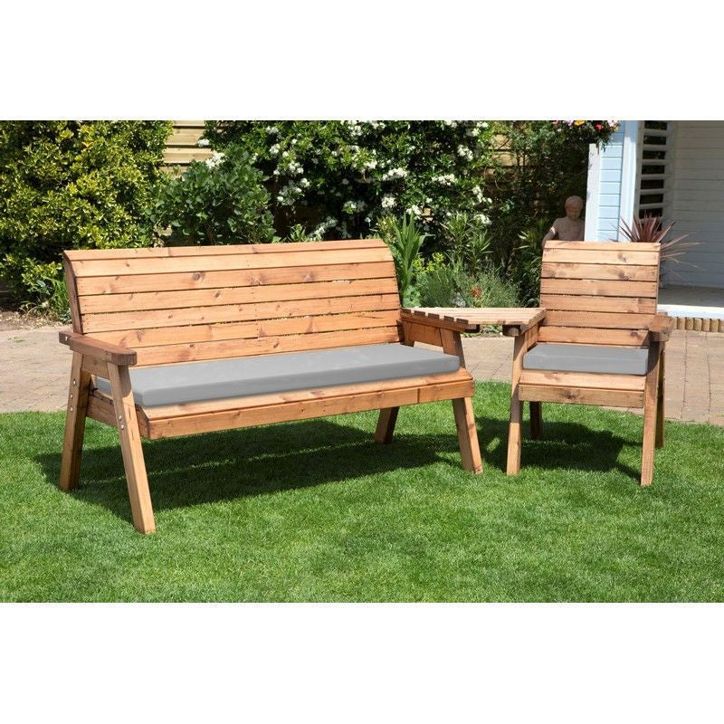 Scandinavian Redwood Garden Tete a Tete by Charles Taylor - 4 Seats Grey Cushions