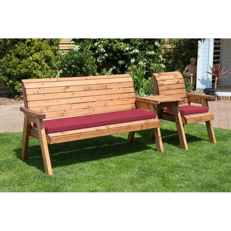 Scandinavian Redwood Garden Tete a Tete by Charles Taylor - 4 Seats Burgundy Cushions