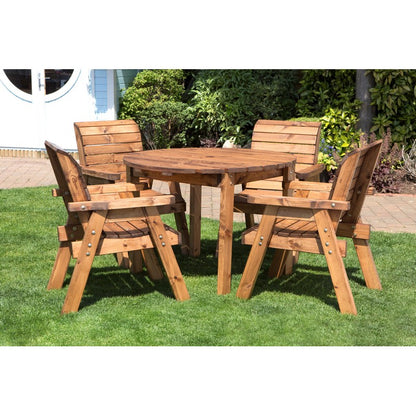 Scandinavian Redwood Garden Patio Dining Set by Charles Taylor - 4 Seats Burgundy Cushions