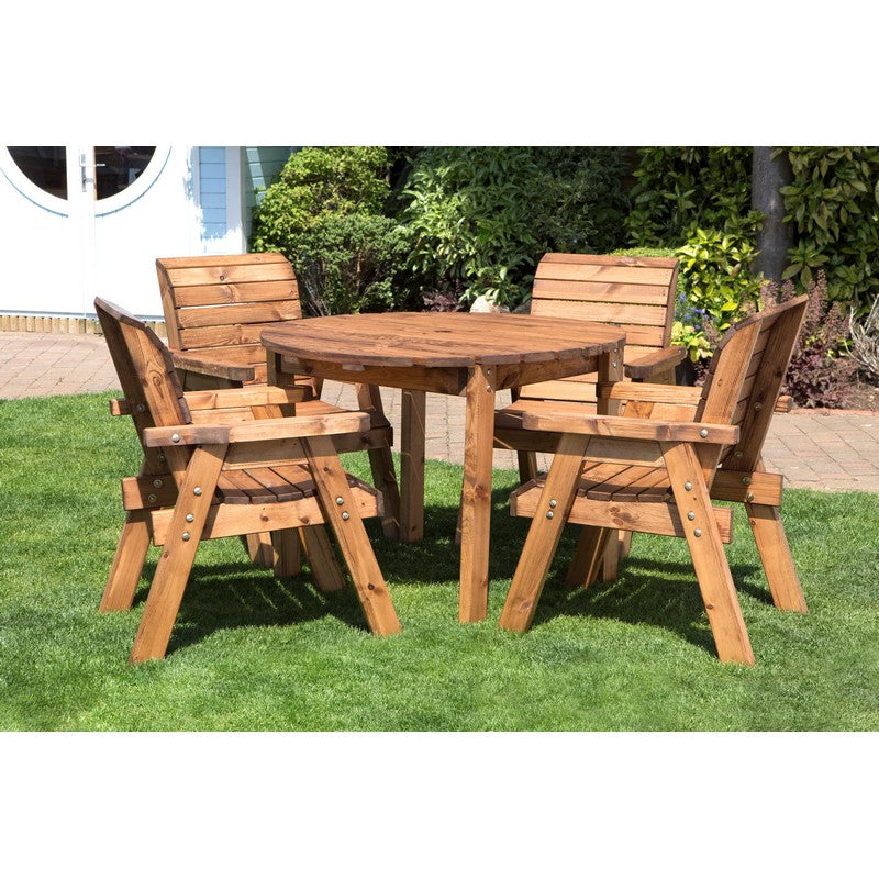 Scandinavian Redwood Garden Patio Dining Set by Charles Taylor - 4 Seats Green Cushions