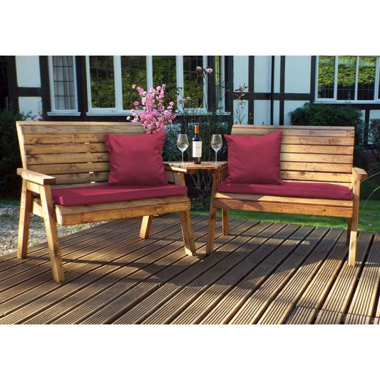 Scandinavian Redwood Garden Tete a Tete by Charles Taylor - 4 Seats Burgundy Cushions