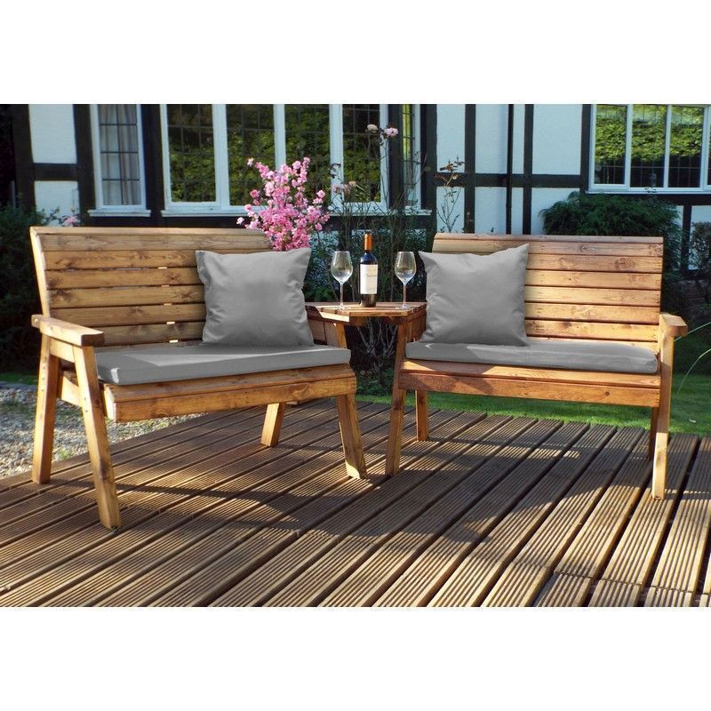 Scandinavian Redwood Garden Tete a Tete by Charles Taylor - 4 Seats Grey Cushions