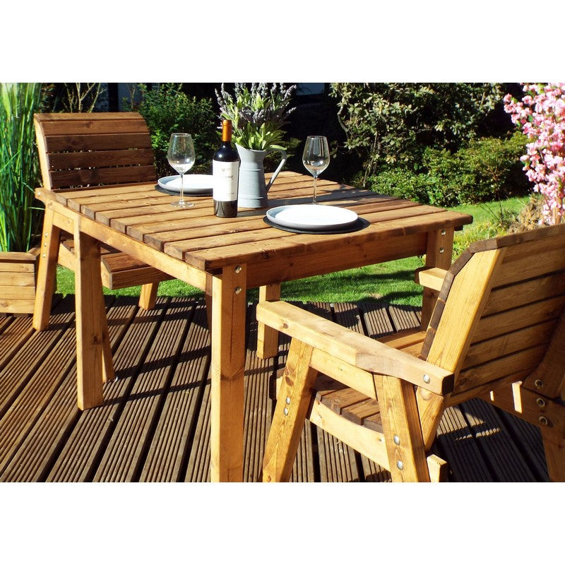 Scandinavian Redwood Garden Patio Dining Set by Charles Taylor - 2 Seats Burgundy Cushions