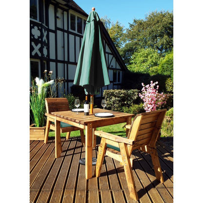 Scandinavian Redwood Garden Patio Dining Set by Charles Taylor - 2 Seats Green Cushions