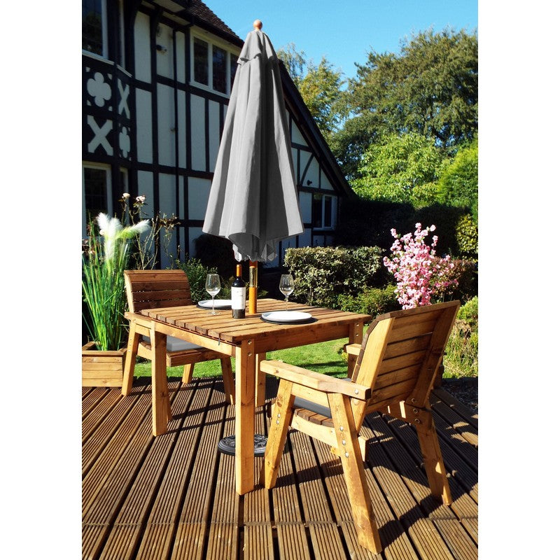 Scandinavian Redwood Garden Furniture Set by Charles Taylor - 2 Seats Grey Cushions