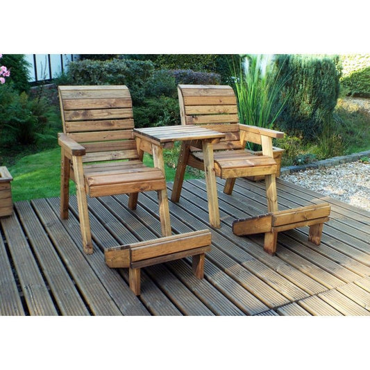 Scandinavian Redwood Garden Tete a Tete & Footstool by Charles Taylor - 2 Seat