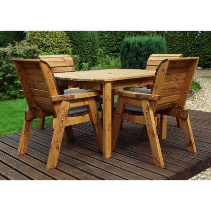 Scandinavian Redwood Garden Patio Dining Set by Charles Taylor - 4 Seats Grey Cushions