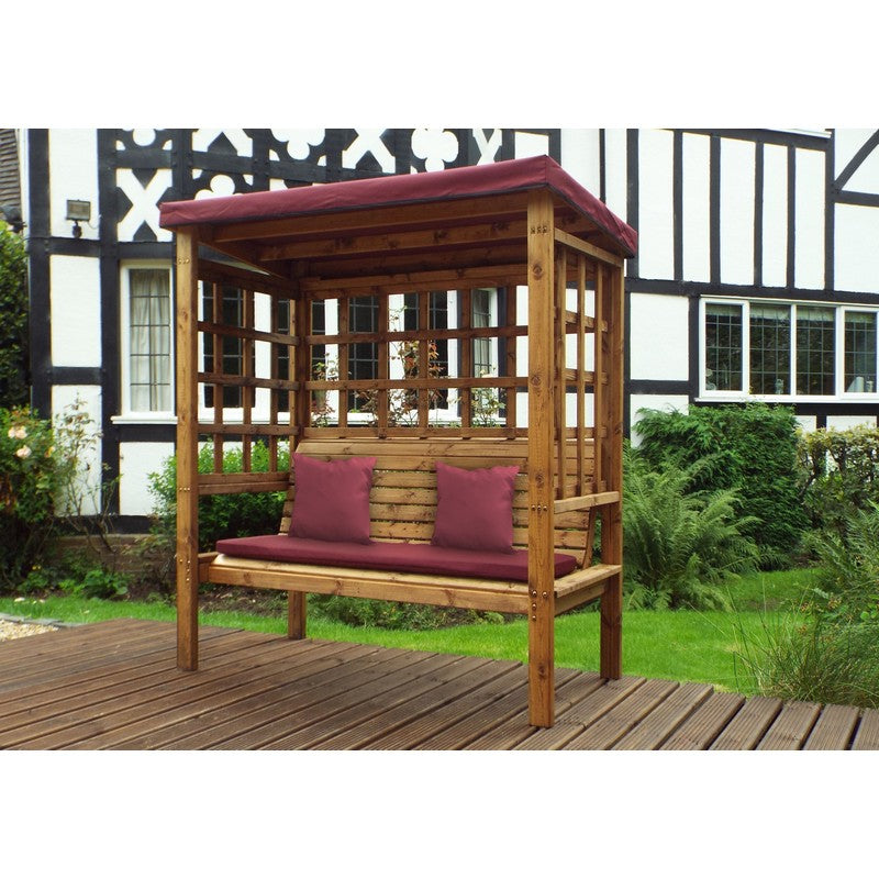 Bramham Garden Arbour by Charles Taylor - 3 Seats Burgundy Cushions