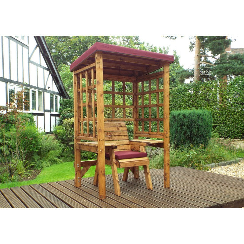 Wentworth Natural Garden Chair Arbour by Charles Taylor with Burgundy Cushions