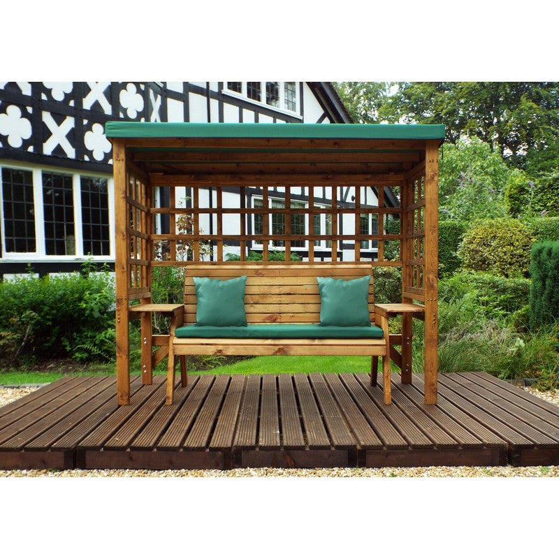 Wentworth Garden Arbour by Charles Taylor - 3 Seats Green Cushions