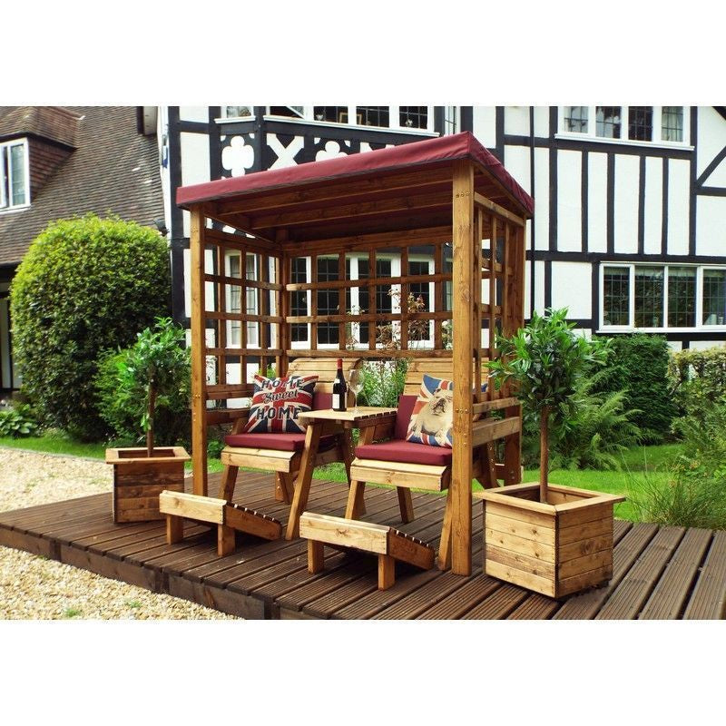 Henley Garden Arbour by Charles Taylor - 2 Seats Burgundy Cushions