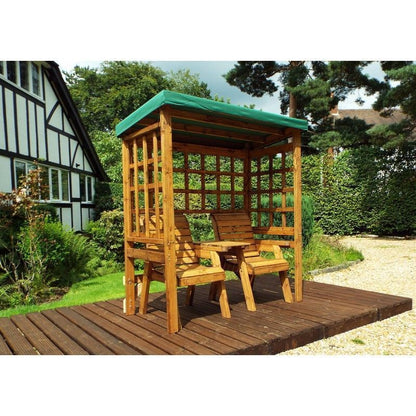 Henley Garden Arbour by Charles Taylor - 2 Seats Green Cushions