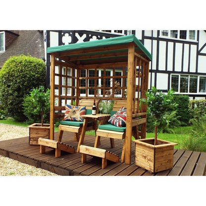 Henley Garden Arbour by Charles Taylor - 2 Seats Green Cushions