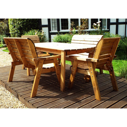 Scandinavian Redwood Garden Patio Dining Set by Charles Taylor - 6 Seats Burgundy Cushions