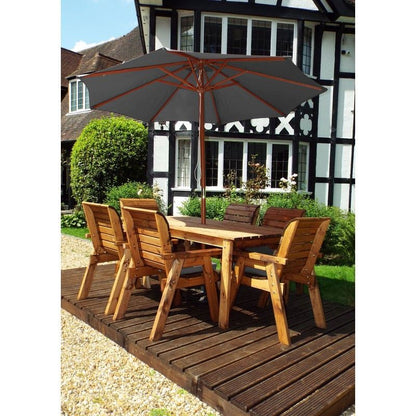 Scandinavian Redwood Garden Patio Dining Set by Charles Taylor - 6 Seats Grey Cushions