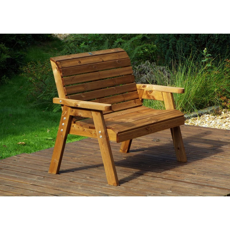 Traditional Garden Bench by Charles Taylor - 2 Seats Burgundy Cushions