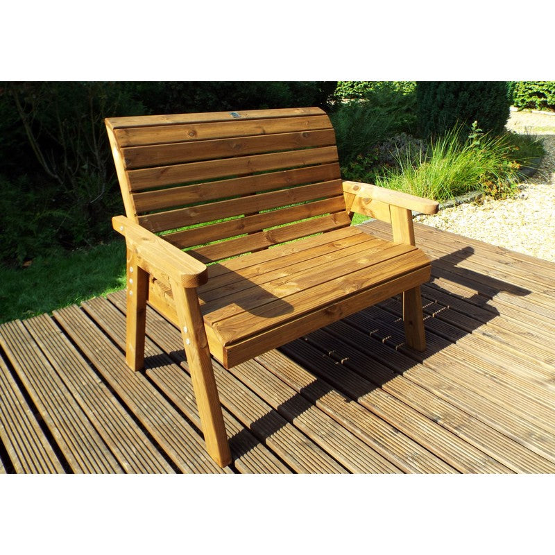 Traditional Garden Bench by Charles Taylor - 2 Seats Burgundy Cushions