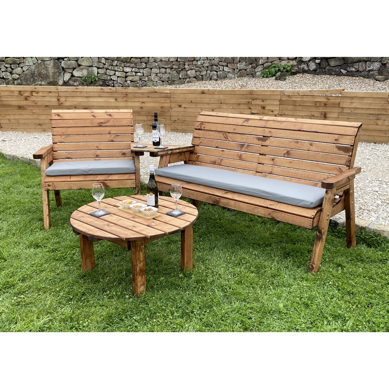 Garden Tete a Tete by Charles Taylor - 1 Long Bench 1 Grand Chair Angled Tray Round Coffee Table