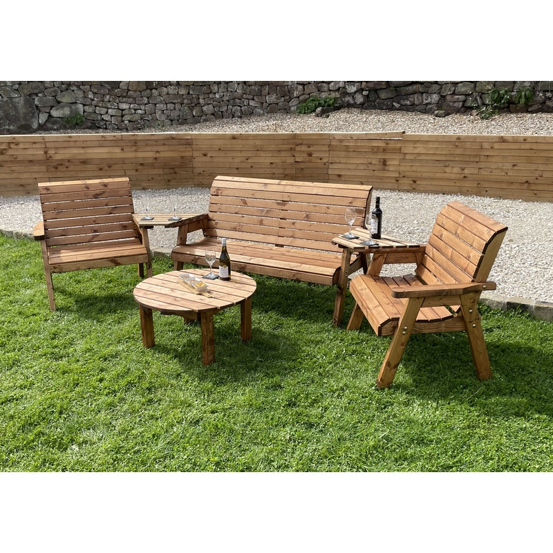 Garden Furniture Set by Charles Taylor - 1 Bench 2 Chair 2 Angled Tray Round Coffee Table