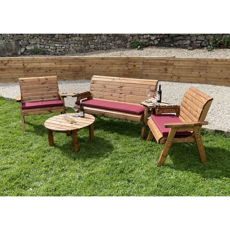 Garden Furniture Set by Charles Taylor - 1 Bench 2 Chair 2 Angled Tray Round Coffee Table