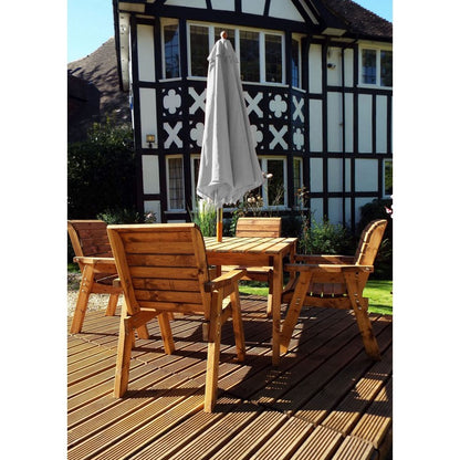 Scandinavian Redwood Garden Patio Dining Set by Charles Taylor - 4 Seats Grey Cushions