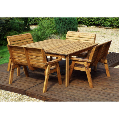 Charles Taylor 8 Seat Deluxe Scandinavian Redwood Square Bench Garden Furniture