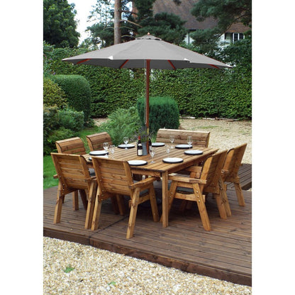 Scandinavian Redwood Garden Patio Dining Set by Charles Taylor - 8 Seats Grey Cushions