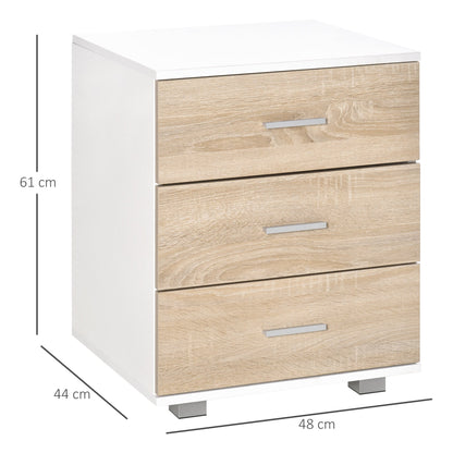 Bedside Table With 3 Drawers Nightstand Side Table Storage Chest For Bedroom