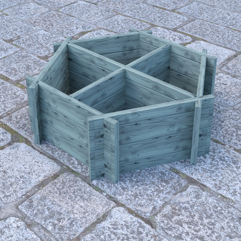 Garden Planter Hexagonal Larch 4 Section Blue Grey by Shire - 1m