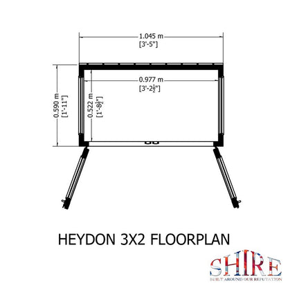 Shire Heydon 1' 11" x 3' 5" Pent Greenhouse - Classic Coated