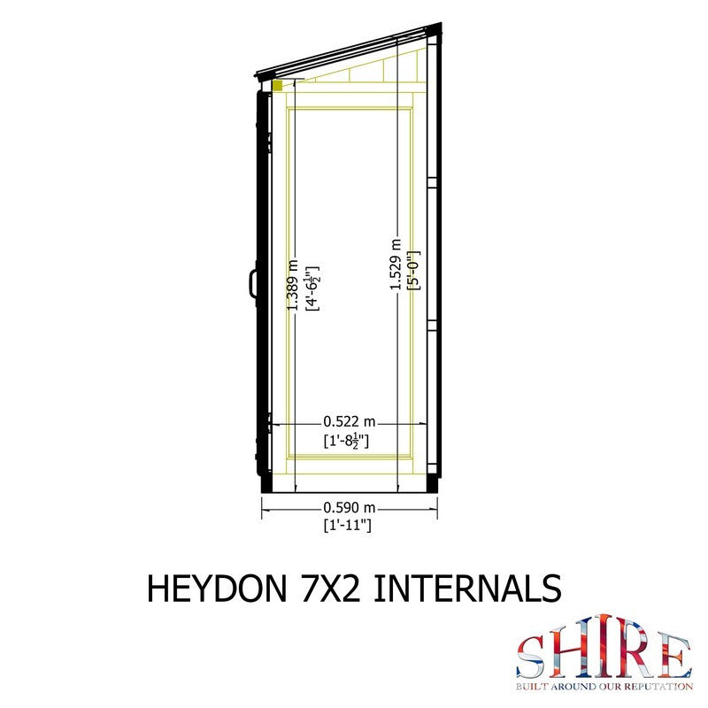 Shire Heydon 1' 11" x 6' 10" Pent Greenhouse - Classic Coated